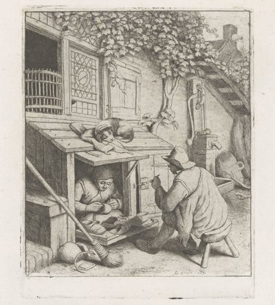 Švec v dílně před svým domem od Adriaen van Ostade