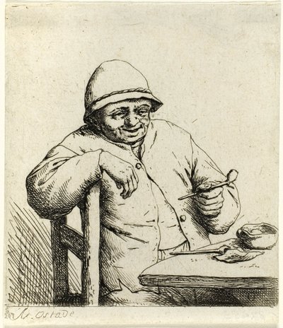 Kuřák opřený o opěradlo židle od Adriaen van Ostade