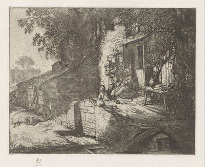 Točící se žena před domem od Adriaen van Ostade