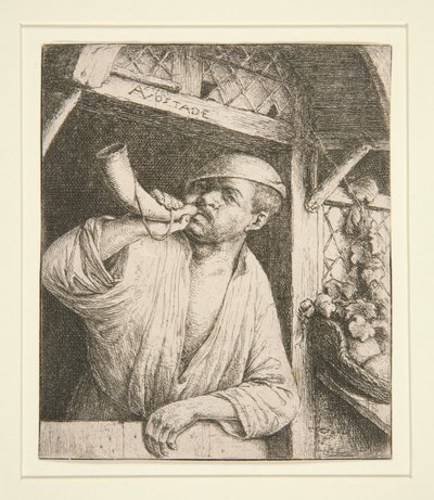 Pekař troubící na roh od Adriaen van Ostade
