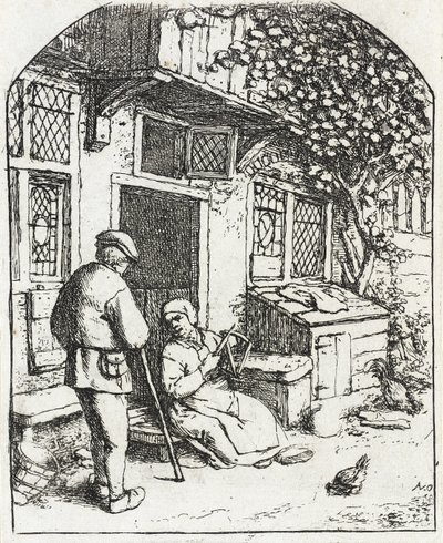 Žena navíjející na cívku od Adriaen van Ostade