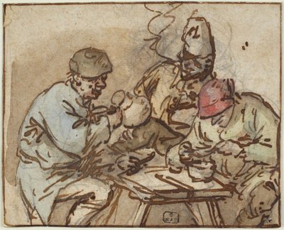 Tři muži u stolu od Adriaen van Ostade