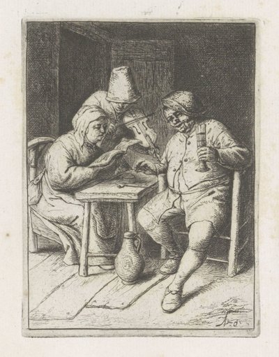 Houslista s párem u stolu Koncert od Adriaen van Ostade