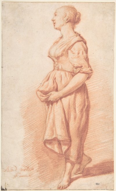 Ein junges Mädchen, das nach links geht od Adriaen van de Velde