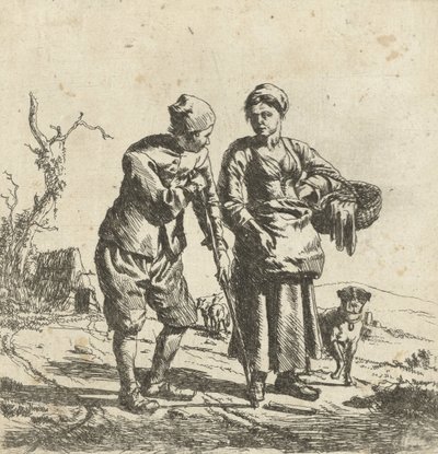 Farmář a jeho žena v rozhovoru od Adriaen van de Velde