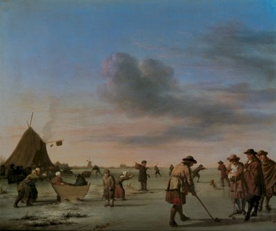 Golfisté na ledě u Haarlemu, 1668 (panel) od Adriaen van de Velde