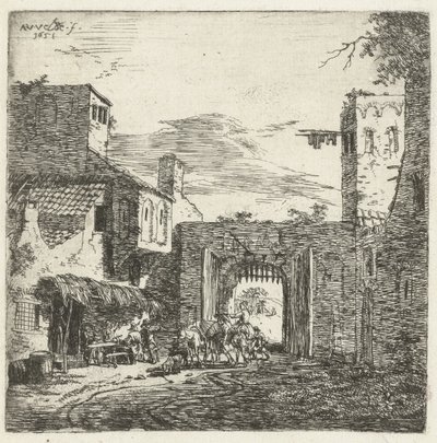 Hostinec u městské brány, 1653 od Adriaen van de Velde