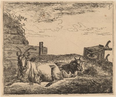 Ležící kozy od Adriaen van de Velde