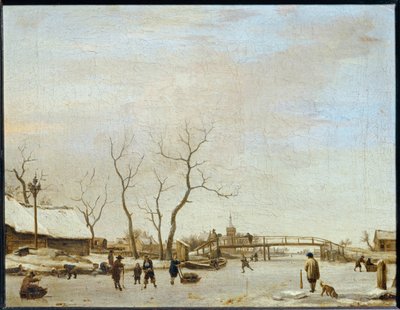 Riviere gele s bruslaři a škytavkou... od Adriaen van de Velde