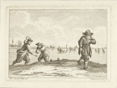 Vrhačky sněhových koulí, vyryté Anthonijem van der Haerem, kolem 1745-85 (lept) od Adriaen van de Velde