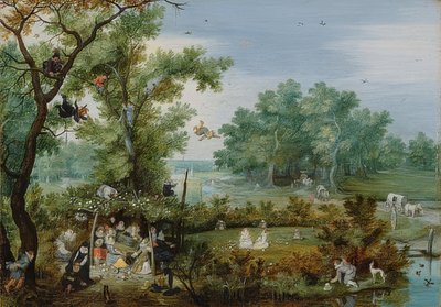 Galantní společnost v altánku. 1615 od Adriaen van de Venne
