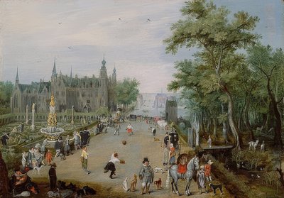 Hra Jeu de Paume před palácem. Kolem roku 1614 od Adriaen van de Venne
