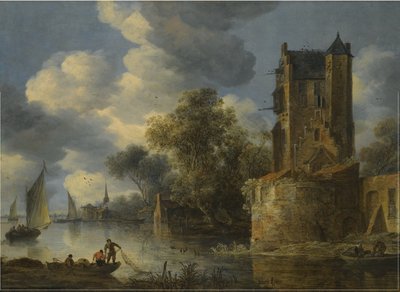 Říční krajina s baštou od Adriaen van der Cabel