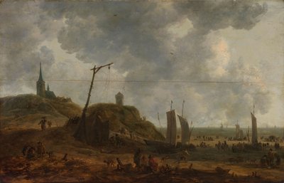 Pláž v Katwijku od Adriaen van der Kabel