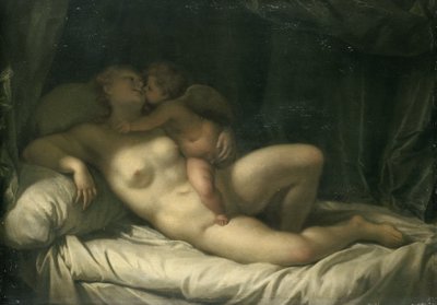 Amor Líbání Venuše od Adriaen van der Werff (manner of)