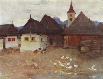 Československo: Vazsecz, slovenská vesnice (barevně lito) od Adrian Scott Stokes