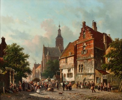 Nizozemský trh v létě, 19. století od Adrianus Eversen