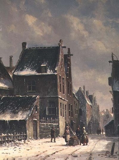 Nizozemské město v zimě od Adrianus Eversen