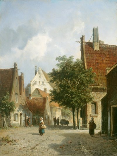 Amsterdamská pouliční scéna (olej na dřevě) od Adrianus Eversen