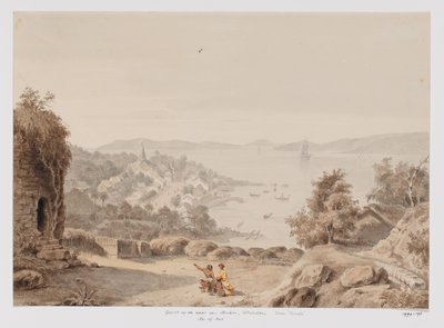 Pohled na Ternate a roadstead Ternate, západní pobřeží Halmahera, North Maluku od Adrianus Johannes Bik