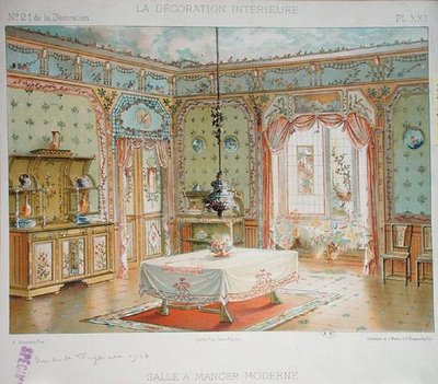 Moderní jídelna, cca 1905 (barevné lito) od Adrien (after) Simoneton