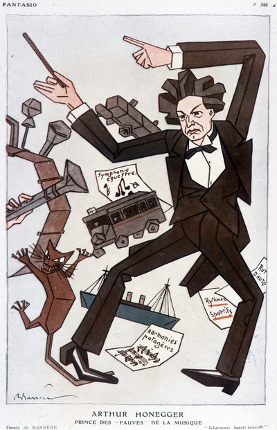 Kreslený film Arthura Honeggera „Princ of the Fauves of Music“, švýcarský skladatel (1892-1955) – od Barrère, ve „“Fantasio“““ z 1.1.1930 od Adrien Barrere