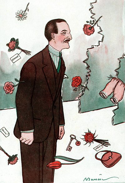 Kreslený film zobrazující francouzského komika Victora Bouchera (1877-1942) - Kresba Adriena Barrere (1877-1931) z Fantasio od Adrien Barrere