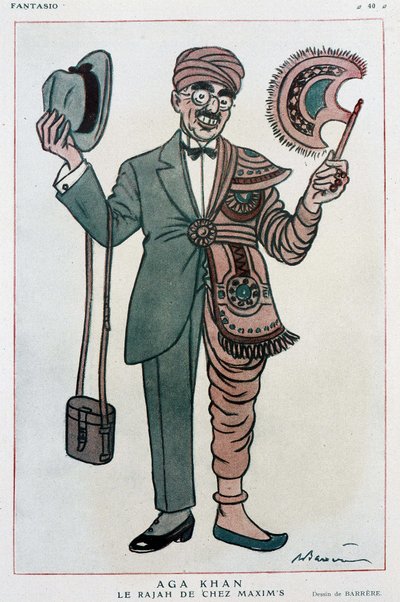 Komiksová kresba od Barrere na Muhammad Shah Aga Khan III od Adrien Barrere