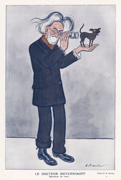 Elie Metchnikoff , ruský zoolog (barevný litho) od Adrien Barrere
