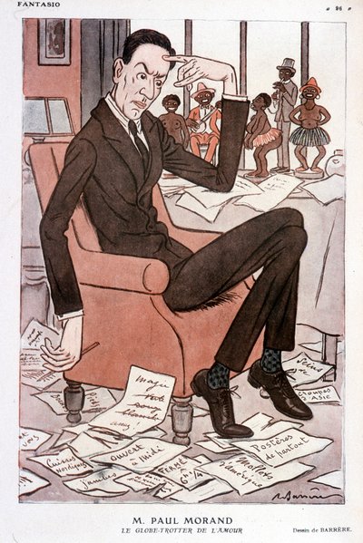 Vtipný portrét Paula Moranda – od Barrère ve „Fantasio““ z 15.9.1928 od Adrien Barrere
