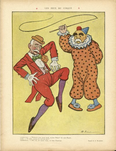 Ilustrace A Barrere (1874-1931) v Le Rire, 22/02/13 - Cirkusové hry - Clemenceau George, Pams Jules (1852-1930), Cirkus, Karneval/Hra/Cirkus od Adrien Barrere