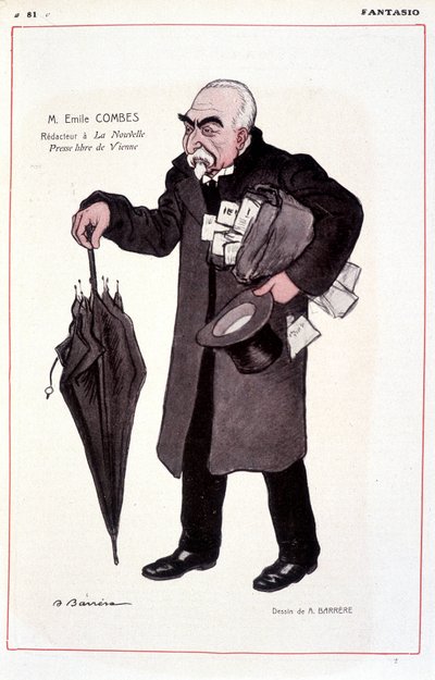 Portrét Emile Combes, francouzský politik (1835-1921), reaktor v La Nouvelle Presse libre de Vienne - ilustrace Adrien Barrere (1877-1931) In Fantasio 01/03/1907 od Adrien Barrere