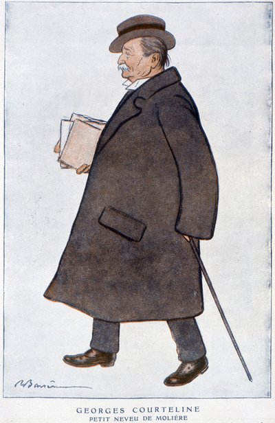 Portrét Georgese Courteline. Kresba Barrère - ve Fantasio, únor 1922. od Adrien Barrere