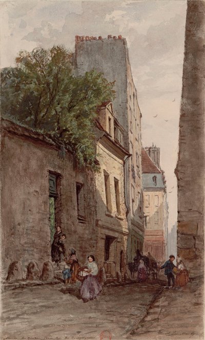 Dům jáhna Françoise de Pâris (1690-1727), Paříž, rue des Bourguignons (nyní boulevard de Port-Royal). Kresba Adriena Dauzatse (1804-1868) od Adrien Dauzats