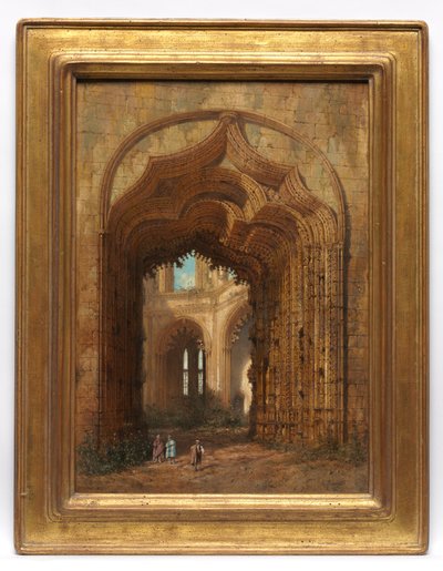 Zničený kostel, asi 1840 (olej na desce) od Adrien Dauzats