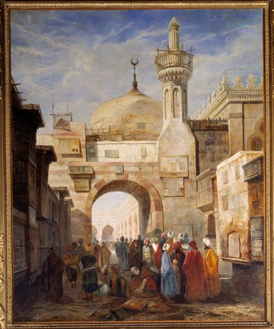 Pohled na mešitu v Káhiře Obraz od Adriena Dauzatse (1804-1868) Blois z 19. století, Muzeum výtvarných umění od Adrien Dauzats