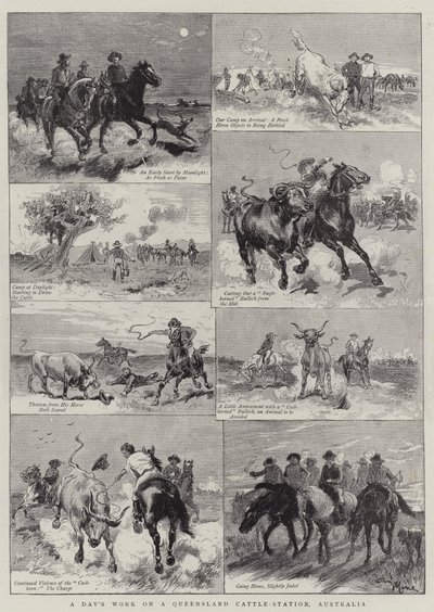 Denní práce na Queensland Cattle-Station, Austrálie od Adrien Emmanuel Marie