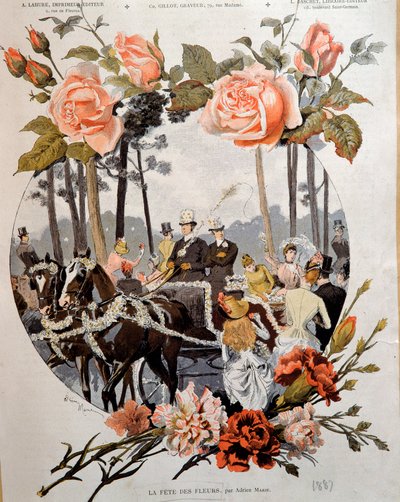 Květinový festival Kresba Adriena Marie (1848-1891) Paříž 19. století, dekorativní umění od Adrien Emmanuel Marie