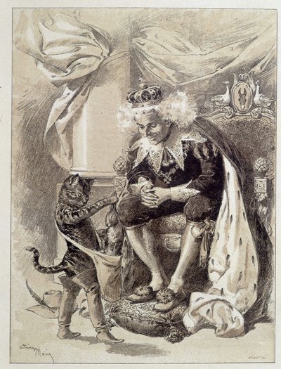Kocour v botách – v „Les Contes de Fées““ od Charlese Perraulta, ilustrace Adrien Marie od Adrien Emmanuel Marie