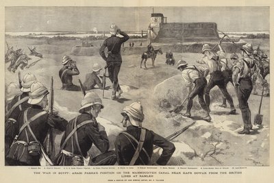 Válka v Egyptě, pozice arabského Paši na kanálu Mahmoudieh poblíž Kafr Dowar z britských linií v Ramleh od Adrien Emmanuel Marie