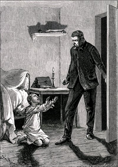 Špionážní dítě: Dítě se ve vzteku vrhá k nohám svého otce, aby požádalo o odpuštění (silná voda od Adrien Emmanuel Marie