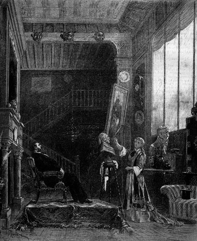 Divadelní ztvárnění: „Le nabab“ od Alphonse Daudeta (1840-1897) a Pierra Elzeara s Blanche Pierson (1842-1919) (Felicia Ruys) a Adolphe Dupuis (1824-1891) (Jansoulet). Paříž, Theater du Vaudeville od Adrien Emmanuel Marie