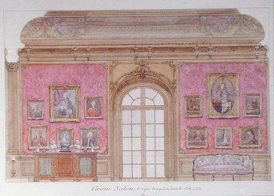The Grand Salon in the Apartment of Jacques Doucet (watercolor on paper) od Adrien Karbowsky