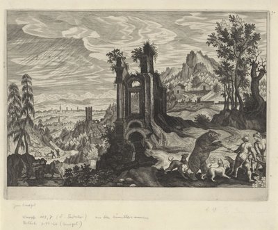 Krajina s lovem medvědů od Aegidius Sadeler (II) (rejected attribution)