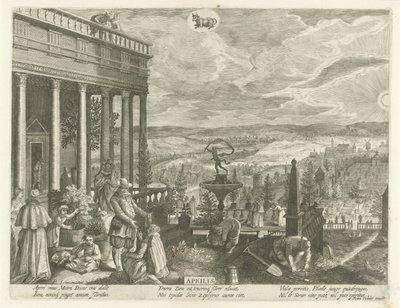 duben Aprilis (název na objektu) Dvanáct měsíců (název série) od Egidius  Sadeler (II)