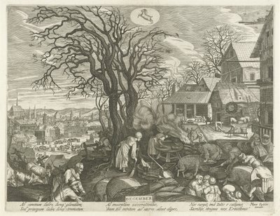 prosinec (název na objektu) Dvanáct měsíců (název série) od Egidius  Sadeler (II)