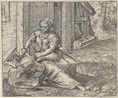 Bajka o ženě a kuřeti od Egidius  Sadeler (II)