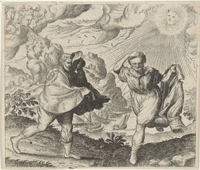 Bajka o větru, slunci a chodcích od Egidius  Sadeler (II)