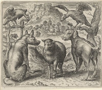 Pohádka o vlkovi a jeho procesu s ovcemi od Egidius  Sadeler (II)