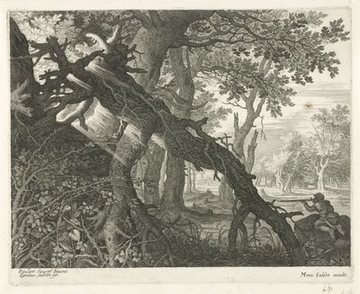 Lov králíků v lesní krajině Šest krajin (název série) od Egidius  Sadeler (II)